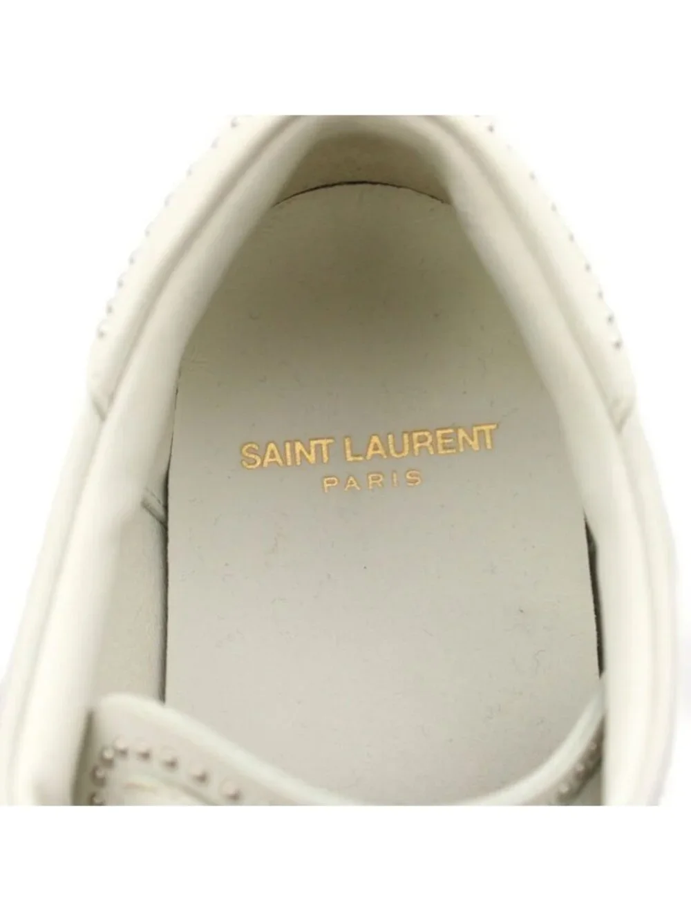 Saint Laurent Paris Blanc Optique Studded Sneakers Shoes Leather Studs 36 White - Picture 4 of 9